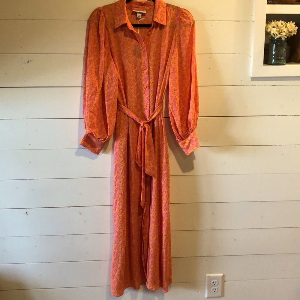 Alexis dress orange pink flowers